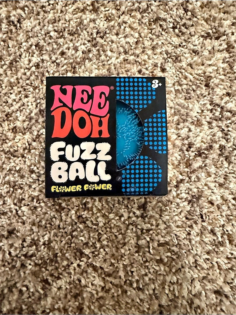 NeeDoh Fuzz Ball Flower Power Fidget Toy Black & Blue